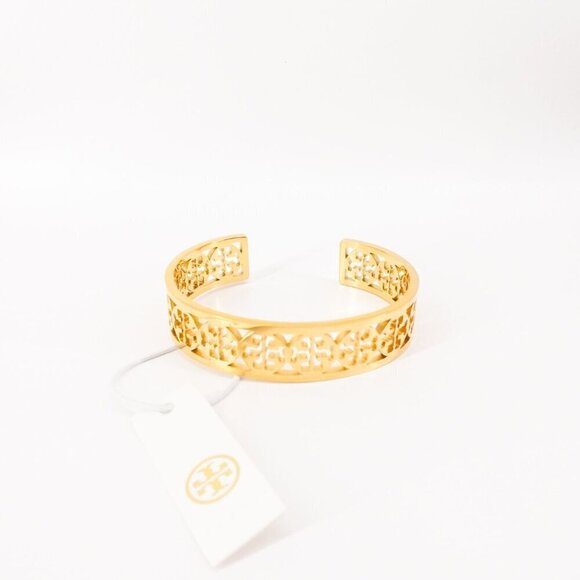 Tory Burch TB Gold Logo Cut out Cuff Bracelet Gold OS - Picture 12 of 12